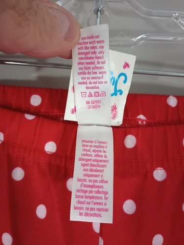 Justice Red White Polka Dot Size 20 Pajama Bottoms Flame Resistant 32Wx30L - Picture 6 of 17