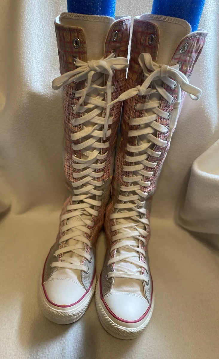 Orange knee high converse sale