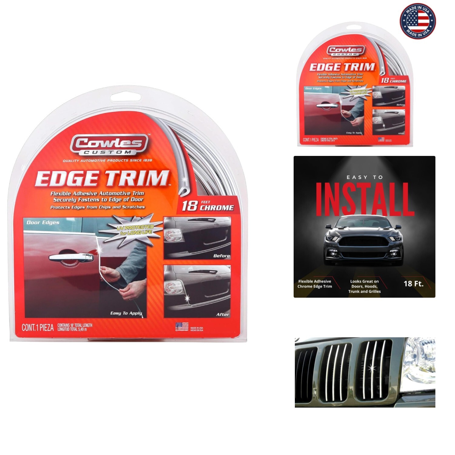 18ft Chrome Edge Guard Trim for Cars Trucks SUVs ATVs Easy Installation