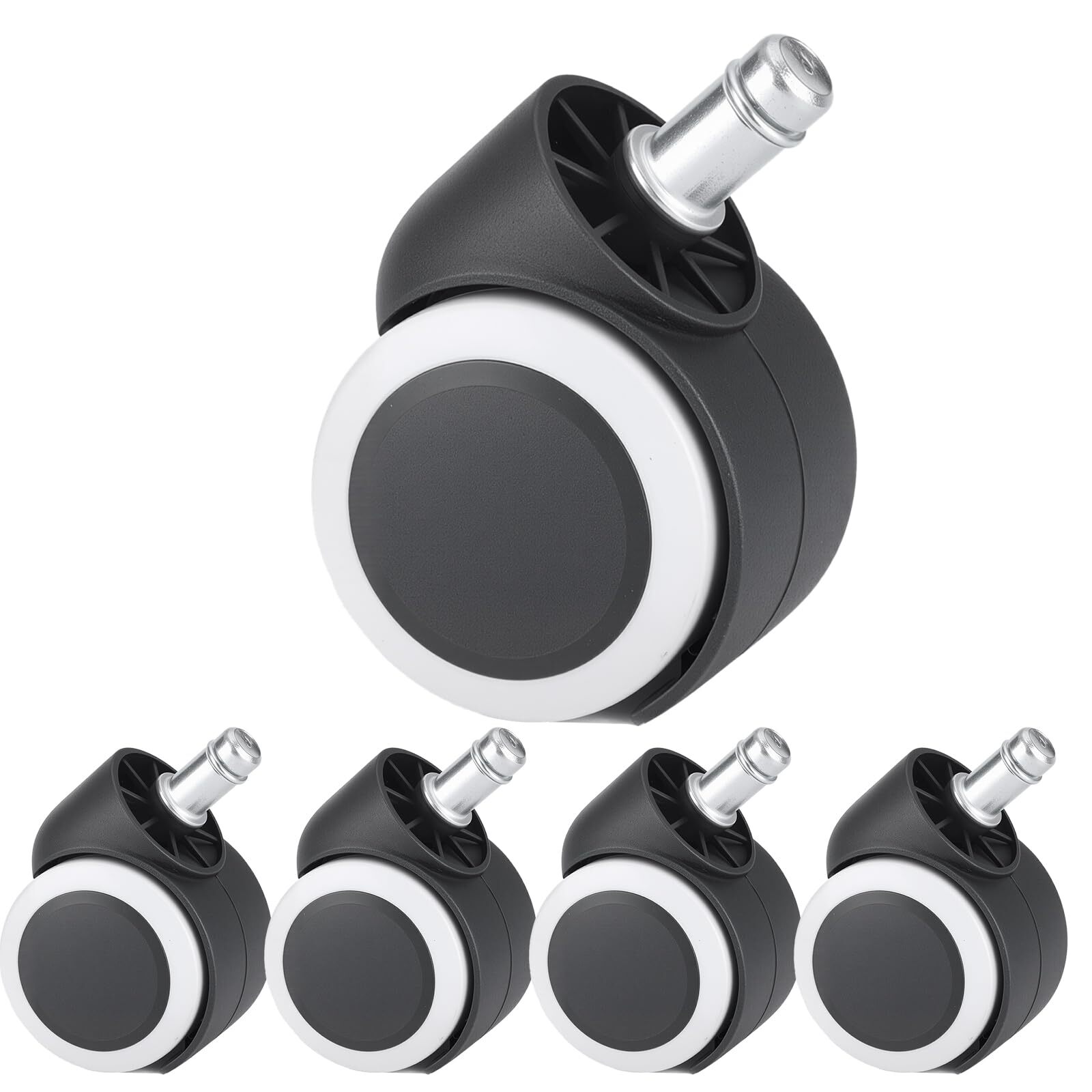 Universal Rollerblade-Style Office Chair Wheels for Gaming, Hardwood & Carpet-image