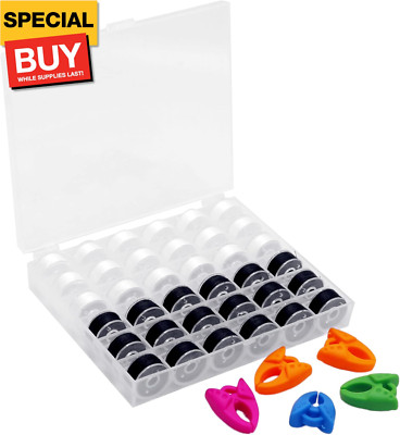 36pcs (18White+18Black) Prewound Bobbin Thread and Bobbin Clamps - Size A Class 