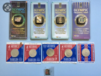 1996 Atlanta Olympic trading pins, Diving ++ (1 GM 1998 Nagano Snowboarding )