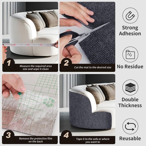 【Super Sticky】 Cat Scratch Furniture Protector Self Adhesive Scratching Mat C... - Picture 7 of 8