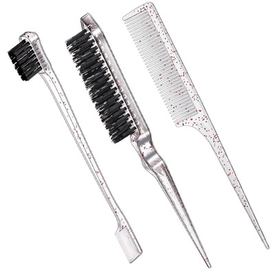 3 Pcs Slick Back Hair Brush Set Bristle Brush Edge Control Teasing Comb for Wome