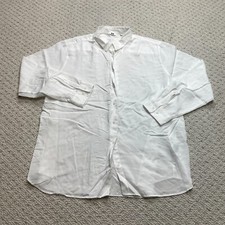 Uniqlo Button Down Shirt Mens 2XL White Long Sleeve Collared Dress Rayon 48"