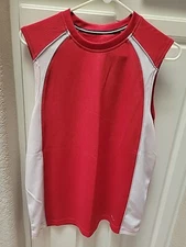 Mens M Tek Gear Dry Tek Red/White Sleeveless Shirt
