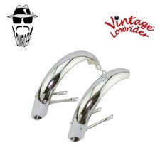 VINTAGE LOWRIDER 12" FLARED DUCK-TAIL ADJUSTABLE CHROME BICYCLE FENDER SET.