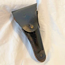 VTG US ARMY Style Colt Pistol Holster - Repro Black Leather