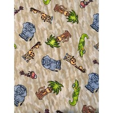 Fabric material Safari animals elephant gator giraffe monkey 1.2 yards flannel
