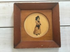 Estampado vintage sobre madera DULCE NIÑA VICTORIANA 6 x 6 pátina desgastada en mal estado