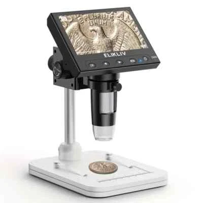 Elikliv 4.3" Coin Microscope LCD Digital Microscope 1000x Optische Vergrößerung