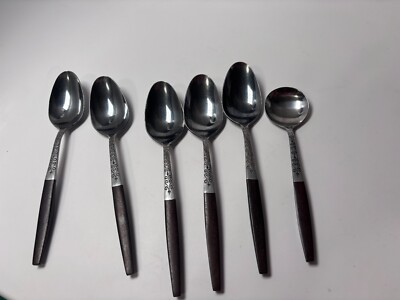 IMPERFECT Interpur INR2 Stainless Brown Wood Handle MCM Japan Lot Soup Spoon 8''