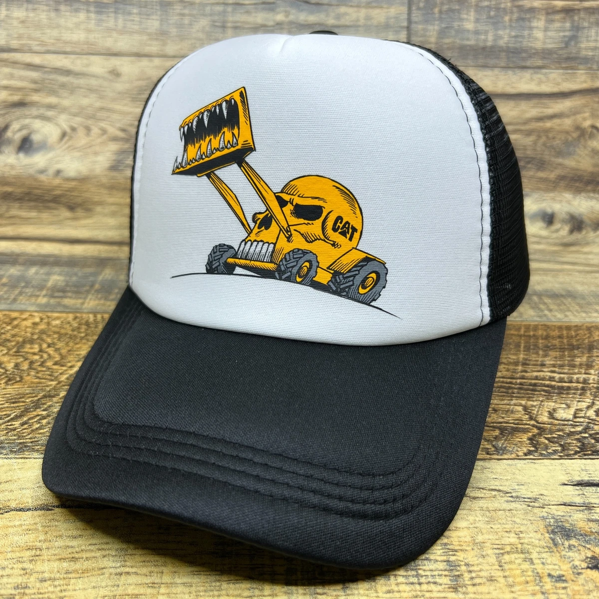 CAT Tractor Mens Trucker Hat Black Snapback Diesel Power Skull Baseball Cap