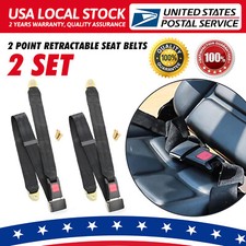 Set Of 2 Retractable 2 Point Safety Seat Belt Straps Car Vehicle Adjustable Belt
