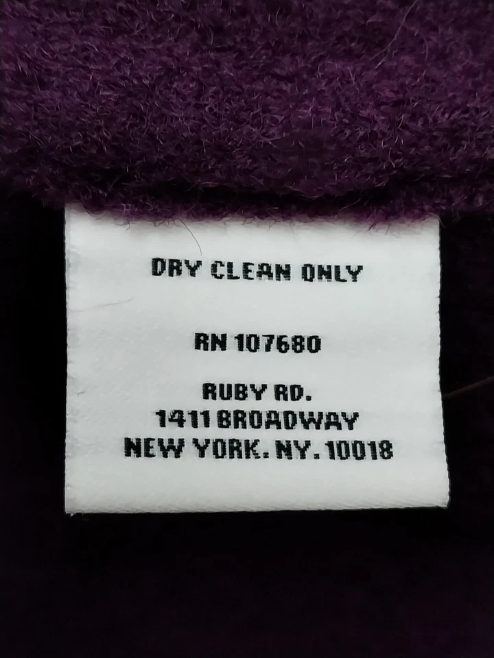 RUBY RD.  Chaqueta 100 % lana para mujer talla pequeña púrpura bolsillos abotonados con capucha Foto 4 de 4