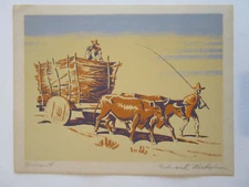 "OXCART" Serigraph by EDWARD HORACE NICHOLSON Signed in Pencil "Ox Cart"