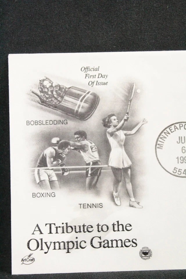 USPS FDC #2498-99 1990 25¢ Hazel Wightman Eddie Eagan ArtCraft ST870 - Image 3 of 3