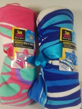 Kids Boy Girl Hooded Beach Towel Swim Bath Time Corner Pocket Shark Butterfly