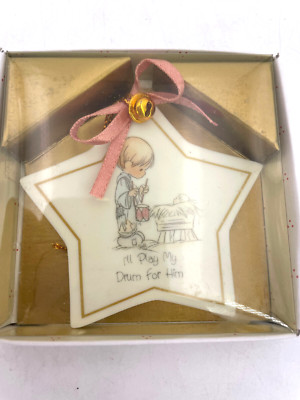 Precious Moments-Star Shaped I'll Play My Drum For Him Ornament (2.5'') #216232