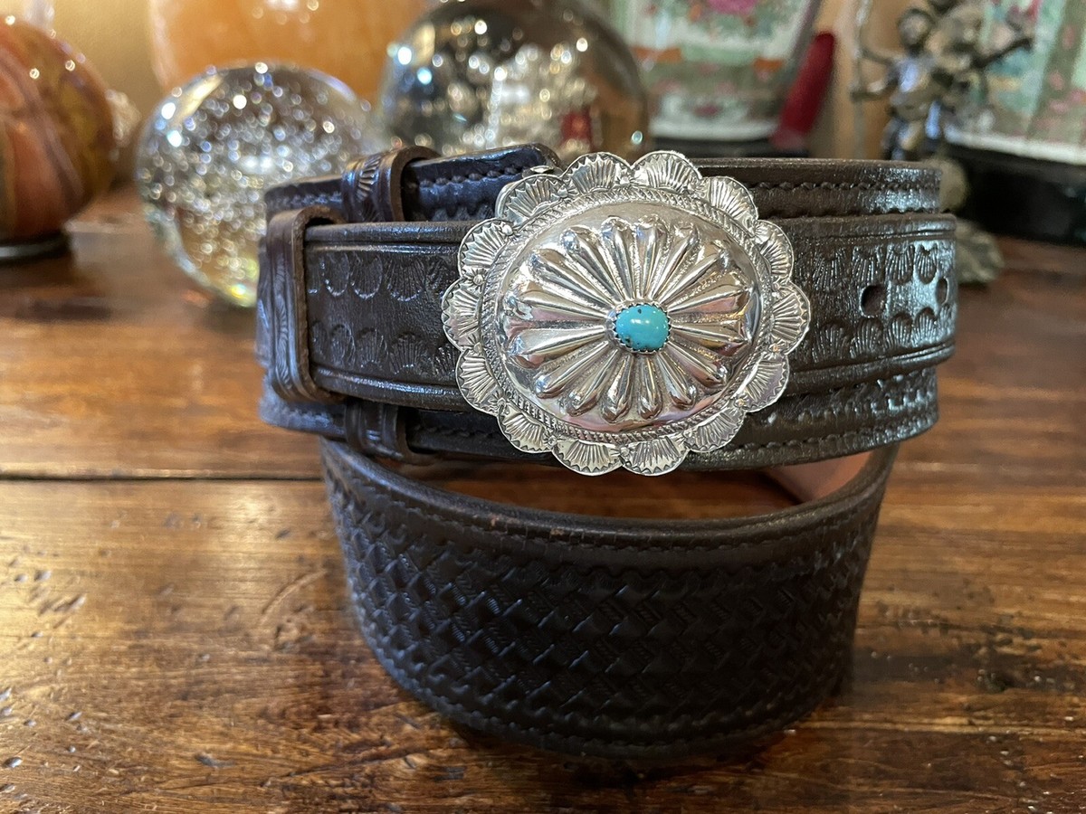 Navajo James Reid style Sterling Silver Turquoise Belt