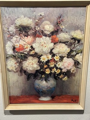 vintage Marcel DYF floral Art Print  framed Canvas reproduction signed In Plate