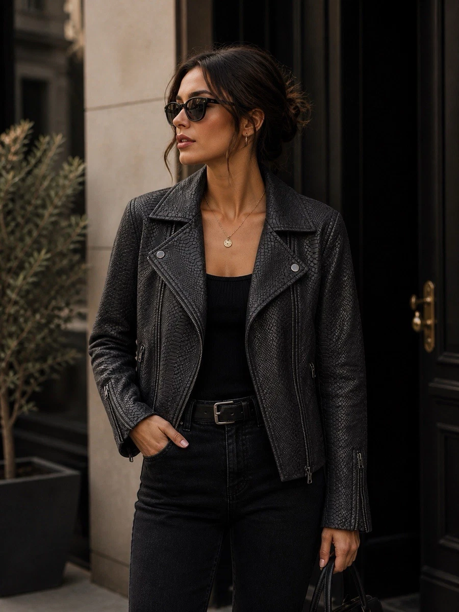 Armani Exchange Faux Leather Outer Shell Black Coats, Jackets