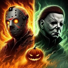 Halloween Diamond Painting Kits for Adult Beginners,DIY Horror Movie Diamond Art