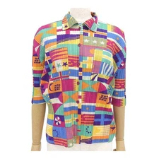 Issey Miyake PLEATS PLEASE National Flag Half Sleeve Shirt Women s Multi color I