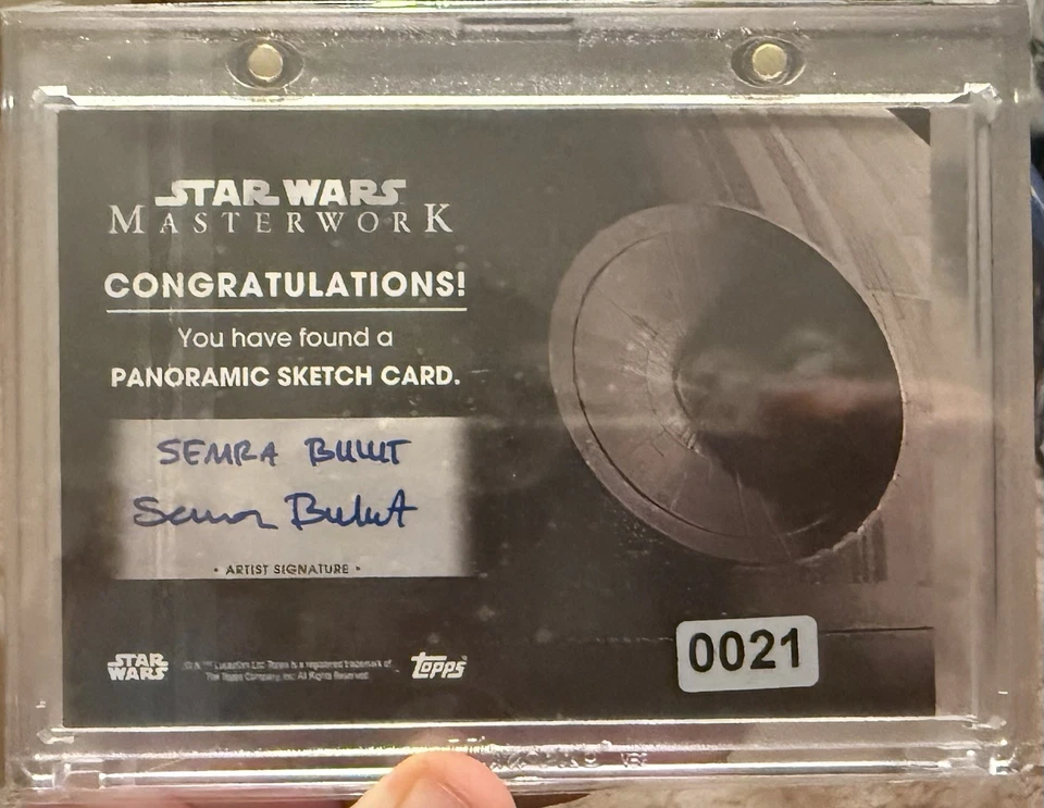 2021 Topps Star Wars Masterwork Luke & Yoda Panoramic Sketch by Semra Bulut!!! - Image 2 of 2