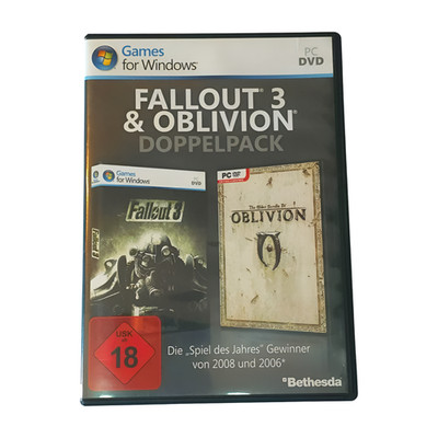 PC DVD Fallout 3 & Oblivion Doppelpack Bethesda RPG USK 18 CIB Sehr Gut