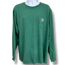 Carhartt T-Shirt • Men’s XL Loose Fit Long Sleeve Tee Green Color Front Pocket