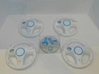 Mario Kart Nintendo Wii Game + 4 Steering Wheels Complete set 4 Players Tested