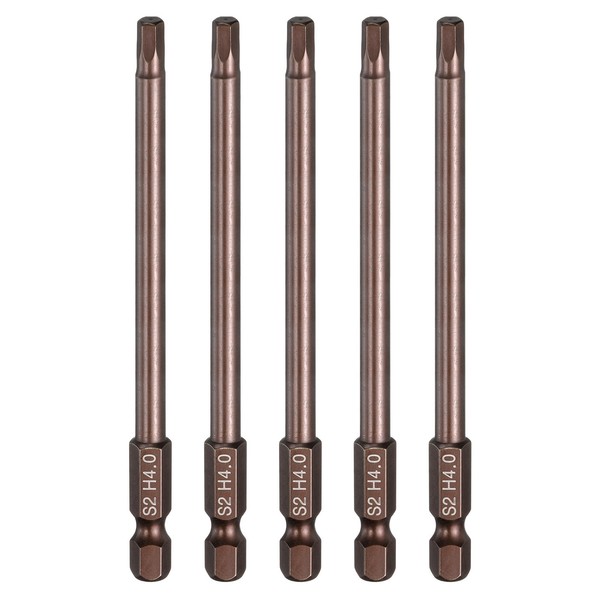 "5X Flache Sechskant-Schraubendreherbit H4.0 FüR Magnetspitze 1/4\" Schaft 10Cm"-image