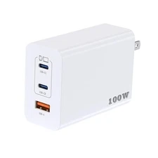 USB C Block 100W, GaN 3 Ports Wall Plug Super Fast Charging Block, PD+QC 