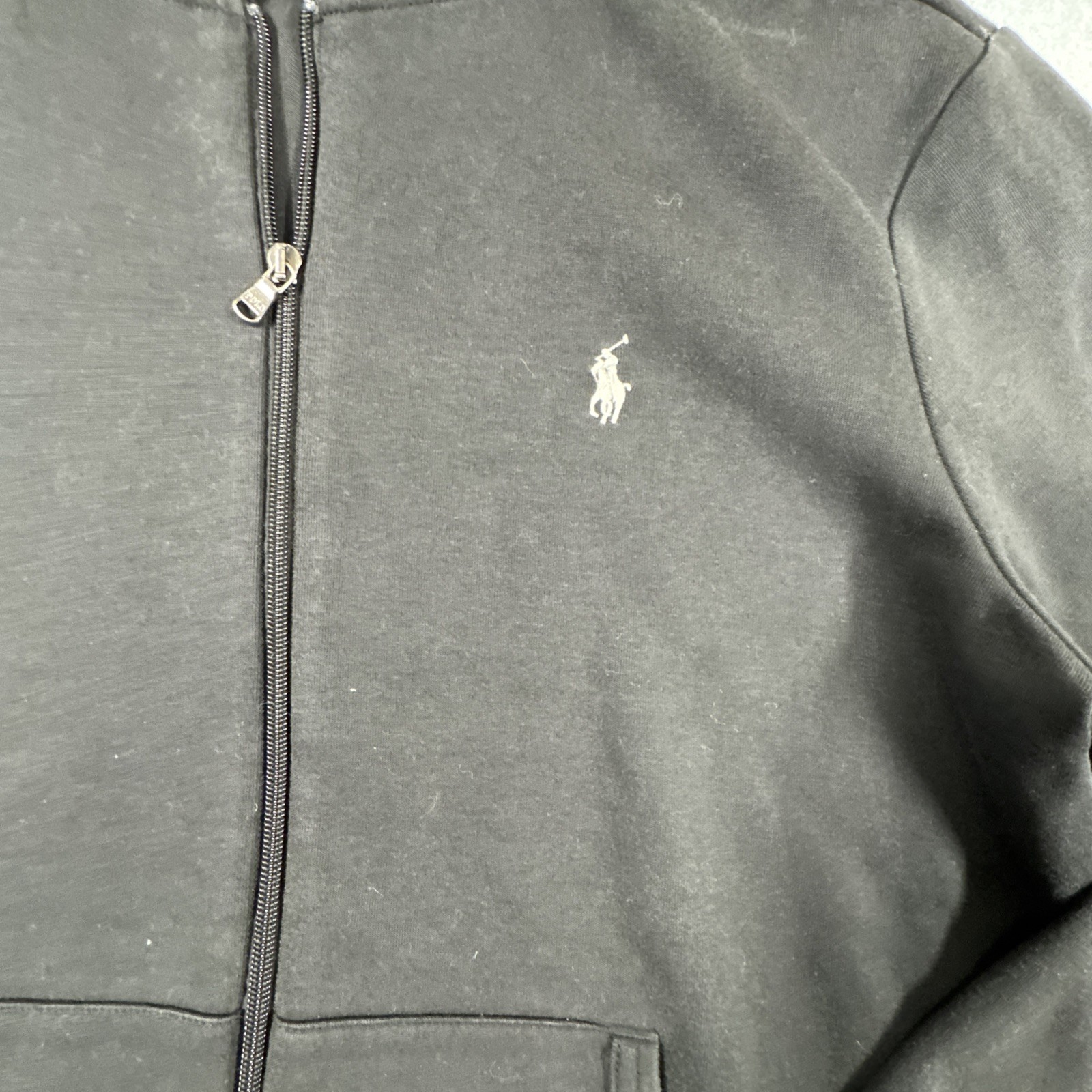 Polo Ralph Lauren giacca cappuccio grande nero bianco pony logo uomo full zip