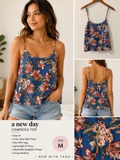 A New Day Blue Floral Camisole Top Size Medium NWT