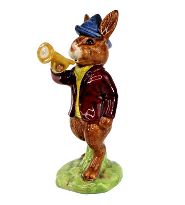 Vintage Royal Doulton Bunnykins Rise and Shine DB11 1974 rabbit trumpet horn