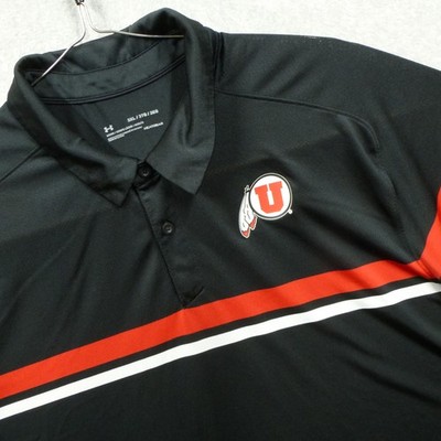 Utah Utes Polo Shirt Mens 3XL Black Red Striped NCAA College Under Armour U of U