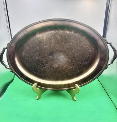 Beautiful Oneida Edwardian Style Silver Plate Oval Etched Serving Platter 22x14 