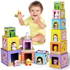 Toddler Farm Animal Sorting and Stacking Toys, Nesting Boxes and Blocks With .