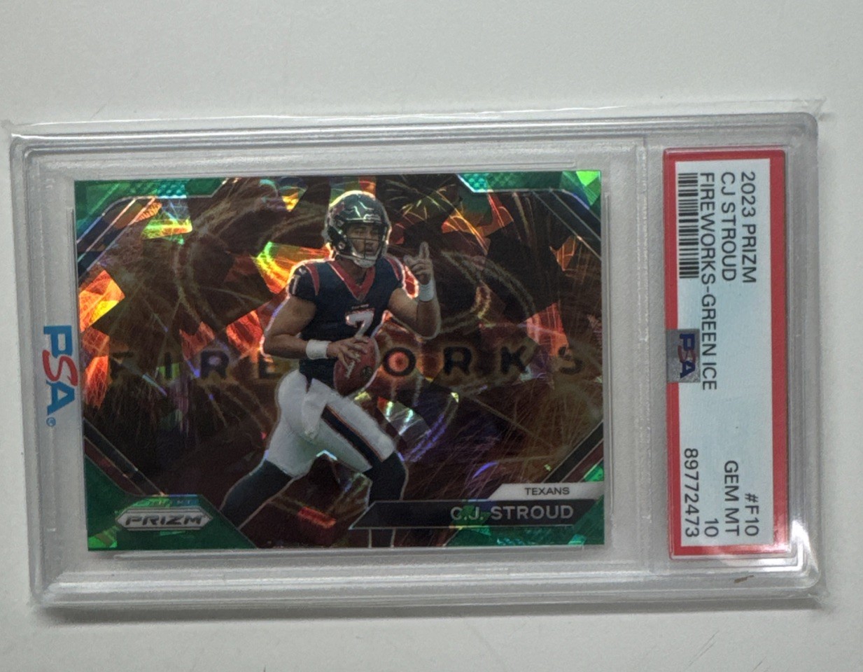 2023 Panini Prizm CJ Stroud Fireworks Green Ice PSA 10