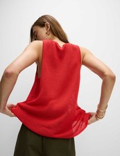 Marks & Spencer Womens Sleeveless Knitted Crew Vest Top in Red - M&S