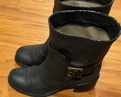 Roberto Del Carlo Charcoal Gray Leather Slip On Boots With Side Buckle Size 38