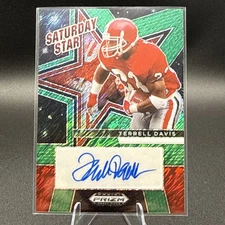 Terrell Davis 2025 Panini Prizm Draft Picks Saturday Star Green Shimmer Auto 8/8