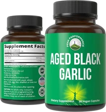 Peak Performance Aged Black Garlic Capsules. Raw Vegan Pure Odorless Extract for