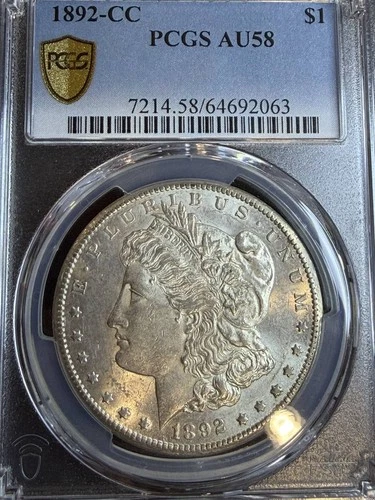 1892 CC Morgan Silver Dollar PCGS AU-58