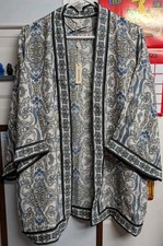 NWT Max Studio Women's Open Front Kimono Flowy Cardigan Paisley Floral Size XL