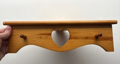Vtg. Set Of 3 Heart Cut-Out Corner Shelves Wooden