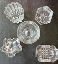 Lot Of 5 Antique Open Glass Salt Cellars Various Shapes