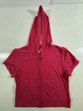 Juicy Couture Hoodie Womens Large Vixen Pink Full Zip Rhinestone Bling New